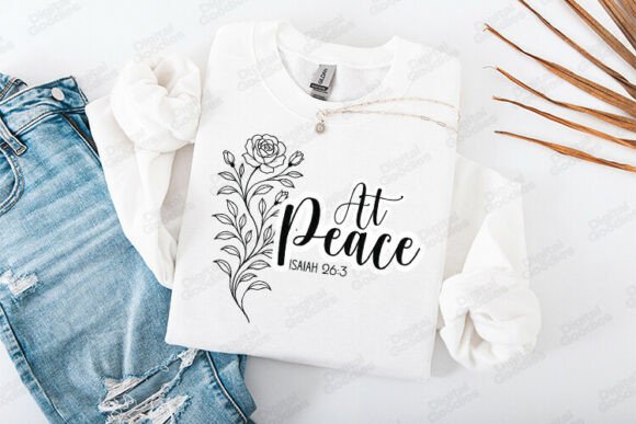 At Peace Floral Faith Typography for Graphics and T-Shirt Designs