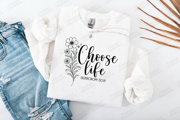 Choose Life Floral Faith Typography Graphics & T-Shirt Designs