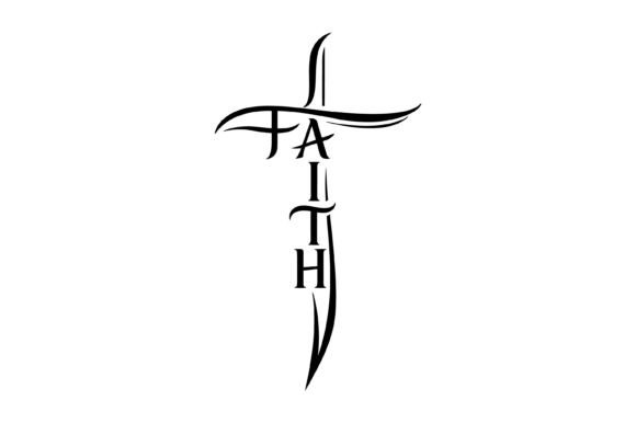 Faith Cross Lettering Minimal Design Graphics & T-Shirt