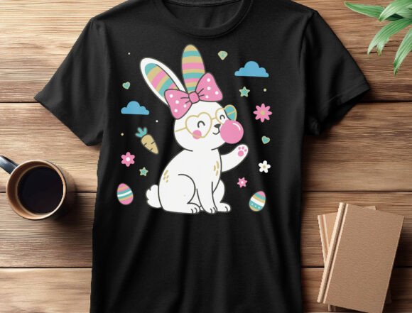 Happy Easter Bunny Bow Coquette: Graphics & T-Shirt