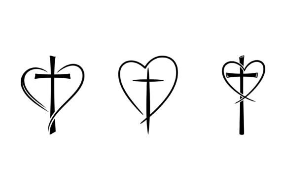 Heart Cross Symbol Set Graphics for T-Shirt Designs
