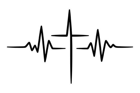 Heartbeat Cross Faith Line Design: Graphics for T-Shirt Designs