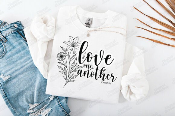 Love One Another Bible Verse Floral: Graphics for T-Shirt Designs
