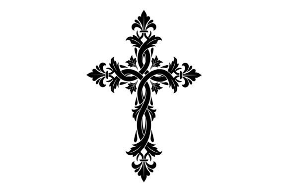 Ornate Floral Cross Elegant Graphics for T-Shirt Designs