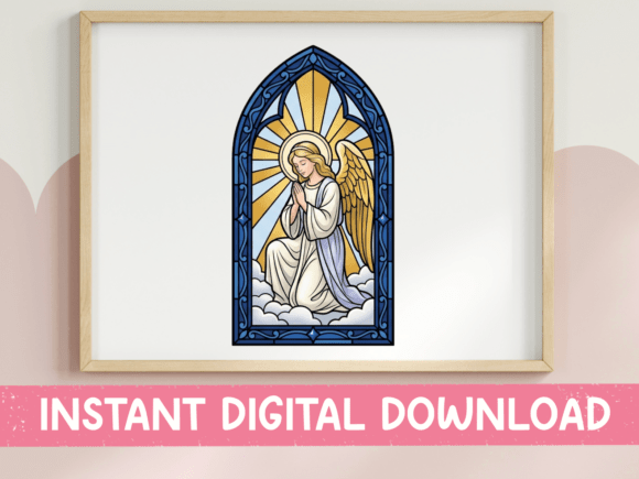 Praying Angel Stained Glass: Graphics for T-Shirt Designs