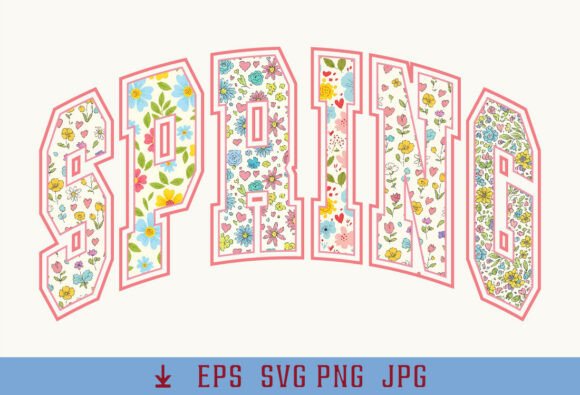 Retro Floral Varsity Spring PNG for Graphics & T-Shirt Designs